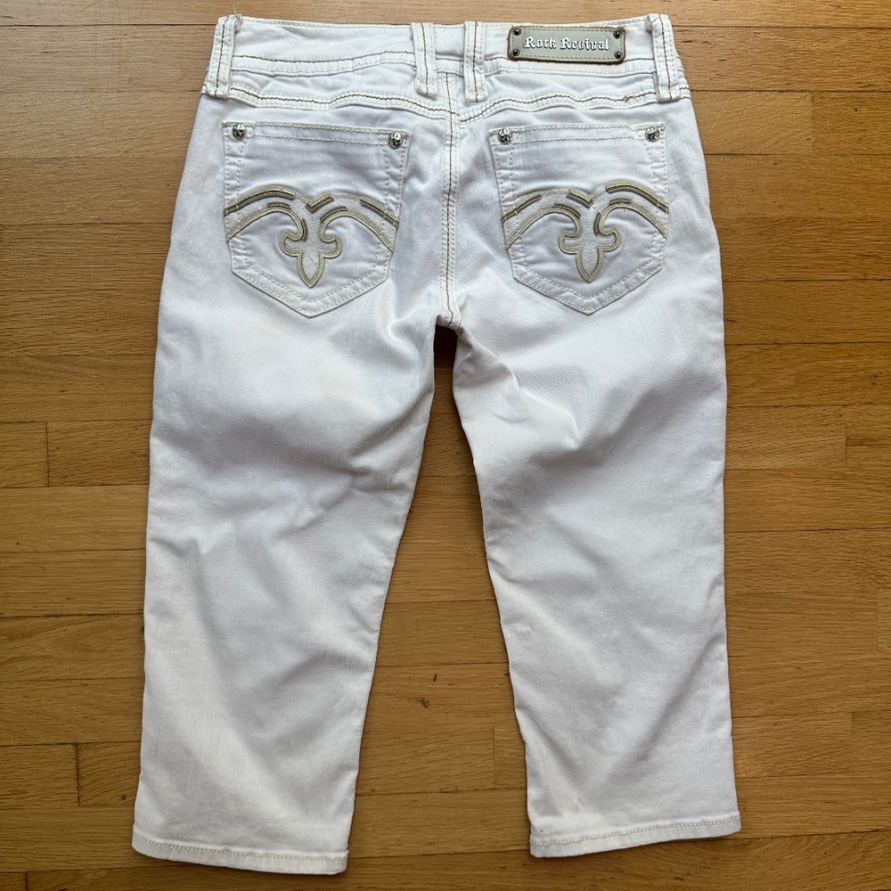 Rock Revival White Women's Alanis Capri Jeans Size 31 x 20"